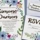 Printable Floral Wedding Invitations, Country Wedding Invite, Boho Spring Wedding Invitations, DIY Summer Rustic Wedding Invites