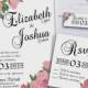 Wedding Invitations, Printable Pink Spring Wedding Invitations, DIY Summer Country Wedding Invites, Calligraphy, Boho, Peonies, Floral