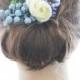 Bridal Hair Accessory, Blue Daisy & blueberries, Bridal Hair comb hairpiece flower, Bridesmaid, Rustic Vintage outdoor wedding woodland