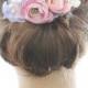 Bridal Hair Accessory, pink ranunculus & purple Hydrangea, Bridal Hair comb hairpiece flower, Bridesmaid, Rustic outdoor wedding woodland