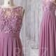 2016 Magenta Bridesmaid Dress Long Dress, Lace Illusion Wedding Dress, Open Back Prom Dress, Chiffon Women Formal Dress Floor Length (H160)