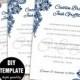 Navy Blue Wedding Invitation Template DIY,Instant Download Printable Wedding Invitation,Blue Wedding Invite,Lace Wedding Invitation
