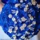 FULL PRICE! 8'' Blue and Silver crystal brooch bouquet. Ready to ship!