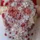 SALE! READY to SHIP! Cascading Brooch bouquet. Red, Gold and Silver crystal wedding brooch bouquet, Jeweled Bouquet.