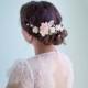 Wedding hair clip, Pink flower bridal headpiece, Bridal hair vine, Wedding hair accessories, Pink flower hair clip - GRACE