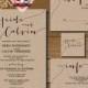 Printable Wedding Invitation Suite  (w0175), consists of wedding invitation and R.S.V.P. card, wedding monogram and info card designs.