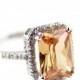 925 Sterling Silver Cocktail Halo Ring 6.20 Carat Radiant Cut Yellow Golden Citrine Champagne Amber & Round Russian Diamond CZ Stunning