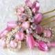 Pink Rhinestone Hair Comb Vintage Jewelry Headpiece Jeweled Wedding Hairpiece Ballroom Costume Pageant Accessory Downton Gatsby Boho Bride