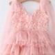 Blush Pink Lace Girl Dress- Tutu Dress- Ruffle Coral Dress- Shabby Chic Flower Girl