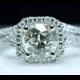 Solitaire Halo 1.4cttw Diamond Engagement Ring & Matching Wedding Band Set- 18k White Gold (Complete Bridal Wedding Set)