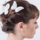 White Lace Butterfly Hair Pins, Wedding Hair Accessories, Bridal Hair pins, Bridal Headpieces, set of three ( 3 )