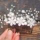 Crystal Bridal Comb, Bridal White Silver Flowers hair comb, Wedding hair accessories, Bridal Headpieces, Floral comb bridal, Weddding Hair