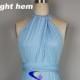 Straight Hem Knee Tea Length Silver Bridesmaid Dress Convertible Wrap light Blue Infinity Dress