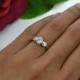 3/4 ctw, Bezel Set Ring, 3 Stone Style Engagement Ring, Man Made Diamond Simulant, Wedding Ring, Bridal Ring, Promise Ring, Sterling Silver