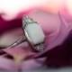 Antique Opal & Diamond Engagement Ring Circa 1940s ATL #204