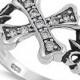 Solid 925 Sterling Silver Round Clear CZ CrissCross X Shape Bikers Design Men's Cross Ring Fleur de lis side Design Religious Jewelry gift