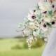 Calla lily orchid cascading bouquet, mint, lavender, purple bridal bouquet, bouquet with pearls