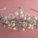 Fresh water pearl bridal headpiece, Victorian style bridal tiara,Swarovski wedding tiara,Wedding crown, Bridal headband