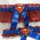 Handmade superman wedding prom garters red and blue garter