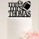 Mr and Mrs Football Wedding Cake Topper with YOUR Last Name - Football Cake Topper