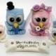 Owl cake topper PerlillaPets with two baby owls and a banner, customizable