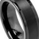 His Hers 8MM Men's Tungsten Carbide Brushed Black Enamel Plated Classic Domed Band Unisex Wedding Band