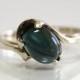 Tourmaline Engagement Ring Size 6 Vintage Bluish Green Natural Gemstone Cabochon 10K Yellow Gold 1960's to 1970's Fashion Or Bridal Jewelry