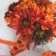Fall colors Bridal bouquet silk flower wedding bouquet shades of red and brown