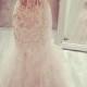 H1610 sexy semi sheer lace mermaid wedding dress with ruffles