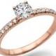 Unique Moissanite Engagement Ring, 14K Rose Gold Ring Accented Promise Ring, 0.64 TCW Forever Brilliant Moissanite