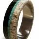 Deer Antler and Ebony Wood Ring, Titanium Ring with Turquoise Inlay