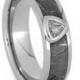 Meteorite Ring, Trillion Cut Diamond, Platinum Engagement Ring, Management Band
