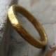 Pure Gold - Primitive Solid 24k Wedding Ring - Artisan Hammered Flat Solid Gold Band