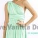 Bridesmaid Dress Infinity Dress Aquamarine Straight Hem Knee Length Wrap Convertible Dress Wedding Dress