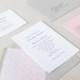 Romantic Wedding Invitations in Pink & Grey. Spring Wedding Stationery in Grey + Pink. Pink and Gray Wedding Invites with Charming Heart.