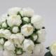 White Peony Bridal Bouquet, bridesmaid bouquets, groom and groomsmen boutonniere set