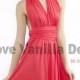 Bridesmaid Dress Infinity Dress Straight Hem Crimson Knee Length Wrap Convertible Dress Wedding Dress