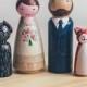 Custom wedding Cake Toppers with pet. Peg Dolls. Wedding Wooden Dolls large size.  Wooden Cake Toppers with animal friends