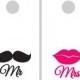 Cornhole Decals - Mr & Mrs Cornhole Decals - Moustache and Lips Decals - Corn hole Decals - Personalized Cornhole Decals - wd1043