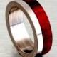 titanium wedding ring with red heart wood inlay off set