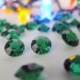 100 Green Acrylic Gems, Emerald Green 4 Carat Christmas Party Decor, Acrylic Gem Holiday Wedding Table Confetti, Gemstone Sparklers