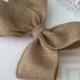 Boutique Hair Bow - Natural Khaki Linen Hair Bow - Baby Girl Toddler Teen Hairbow - Rustic Wedding Bow - Lined Alligator Clip