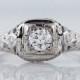 Antique Art Deco .31ct Transitional Cut Diamond Engagement Ring in 18k White Gold