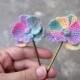 Bridal orchid hairpins, pastel rainbow colored orchid flowers, crocheted orchid flowers