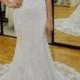 Fitted lace sheath wedding dress with straps low back