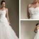 Floral Strapless Wedding Dress Sweetheart Accented with Organza Roses