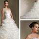 Strapless Sweetheart Beaded Fall Wedding Dress with Full Ruffle Skirt
