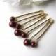 Marsala Pearl Hair Pins, Bordeaux Burgundy Red, Mixed sizes set of 7