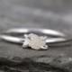 Raw Diamond Engagement Ring - Uncut Rough Raw Gemstone - Sterling Silver Stacking Ring - Raw Gemstone - April Birthstone - Sweetheart Ring