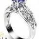 Bluish Violet Tanzanite Engagement Ring Natural Tanzanite Ring in 14K White Gold  Unique Engagement Ring